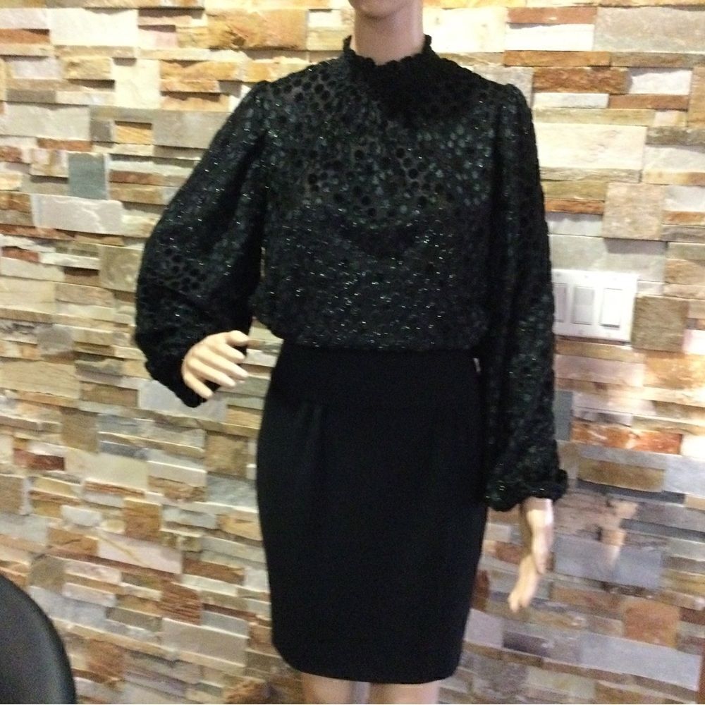 MAJE Floral Print Mock Neck Blouse